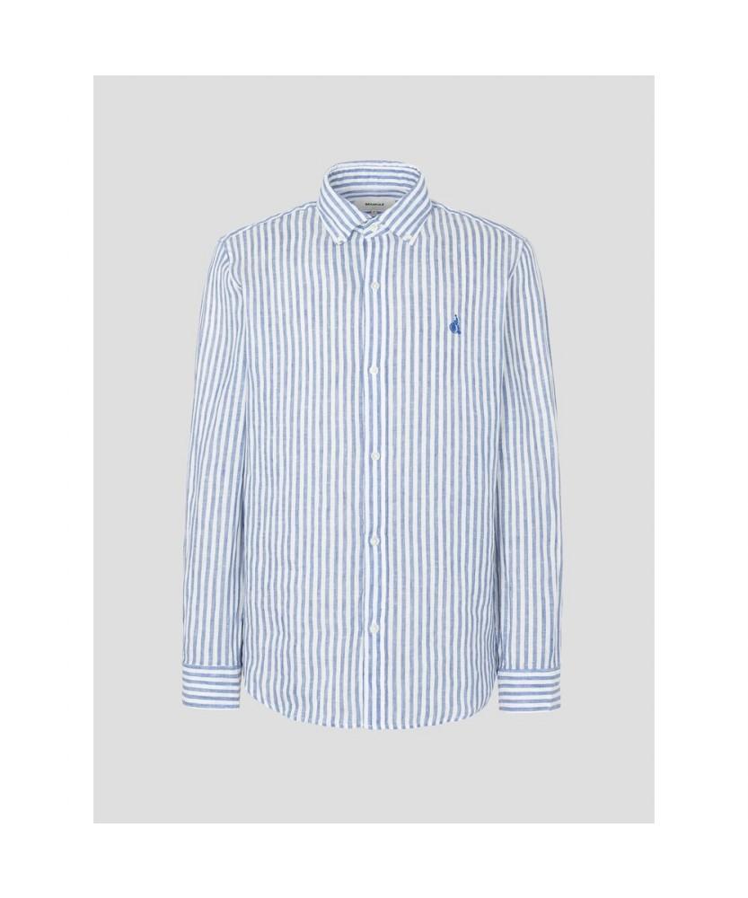 Binpolmen Linen Striped Shirt Blue