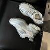 Leather mesh platform dad shoes women's spring new fashion small height increase sports and leisure shoes