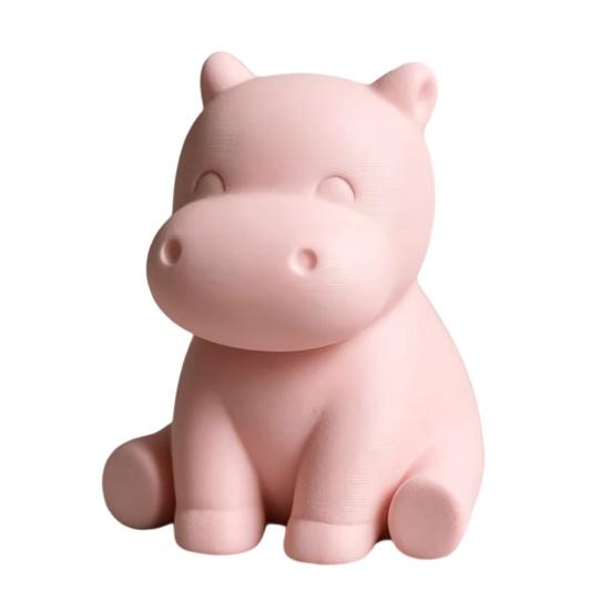 3D Printed Hippo Car Dashboard Figurines, Minimalist Pink Desktop Ornament with Non-Slip Weighted Base, Cute Hippo Car Interior Decor, Kawaii