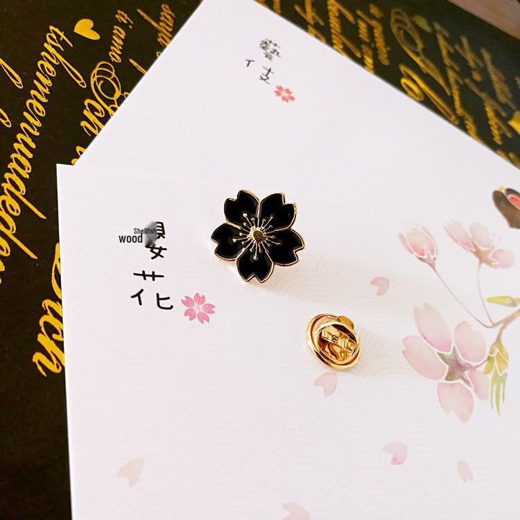 Cherry Blossom Mori Girl Enamel Pin: Japanese Academy Style Lapel Brooch чёрный