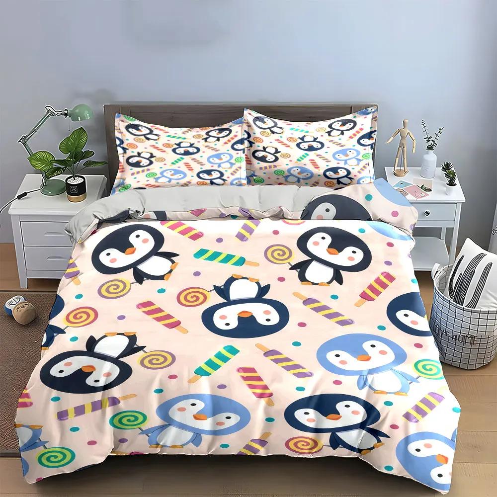 Penguin Themed Decorative Set Soft Comfortable Duvet Cover Bedding Set Included 1*Duvet Cover & 2*Pillowcases gift