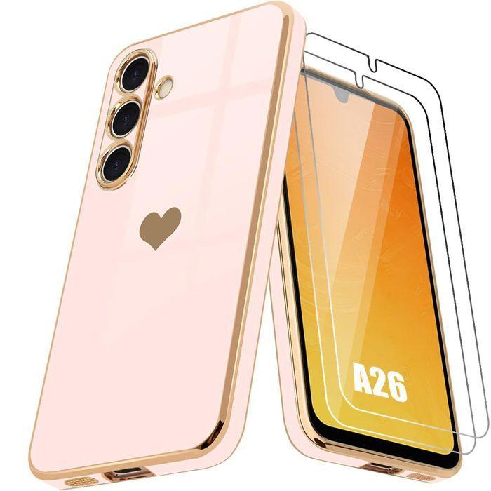 Coque de protection - BOOLING - Samsung Galaxy A26 5G - Antichoc - Rose - 2 Verres Trempés