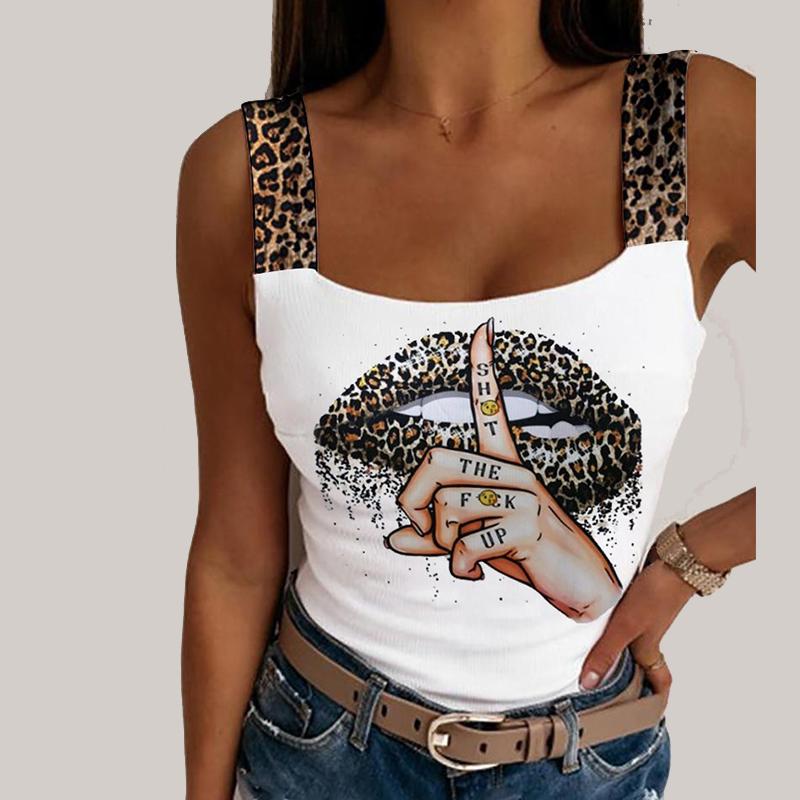 

Сексуальные топы на бретелях, женские укороченные топы без рукавов с леопардовым принтом в виде губ, модные вечерние клубные летние уличные топы без рукавов, бюстгальтеры XL белый