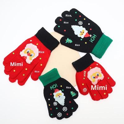 Christmas Cartoon Knitted Gloves Santa Claus Print Gloves Winter Warm Touchscreen Gloves For Kids Adults Xmas Gift