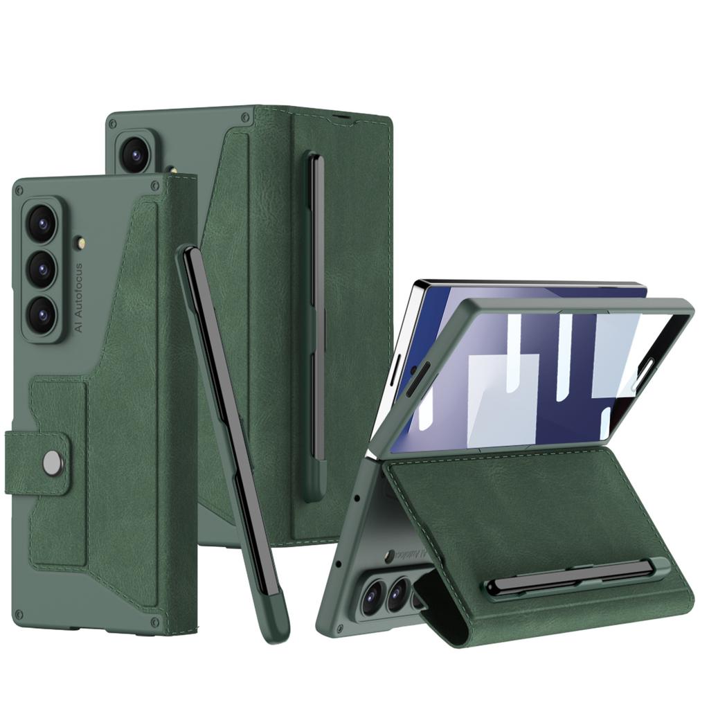 Samsung ZFold7 Handyhülle Faltbarer Bildschirm Panzer Flip Lederhülle Stifthalterung Schale Folie Kann Abnehmbar Sein
