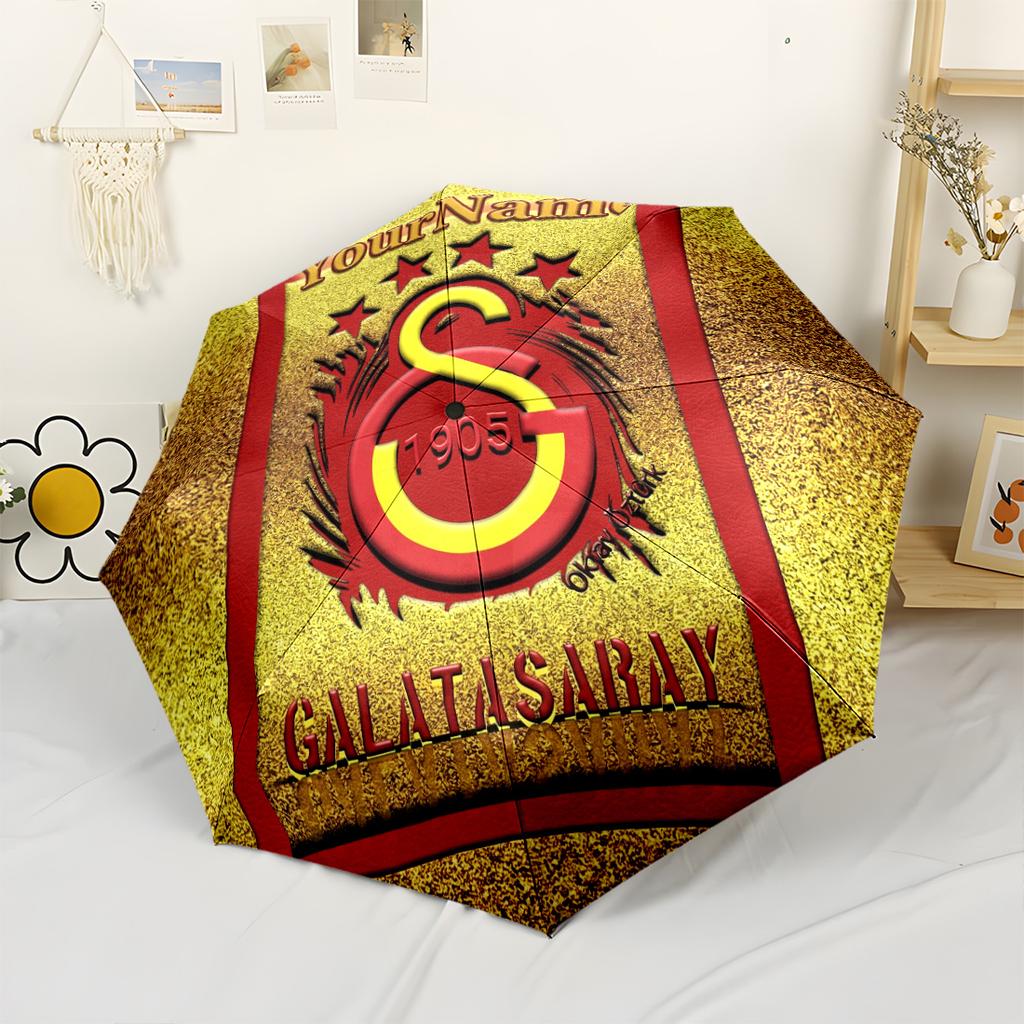 Galatasaray1 Customize Your Name Umbrella Compact Travel Automatic Umbrella with 8-Rib Compact Design for Outdoor Daily Use Elegant