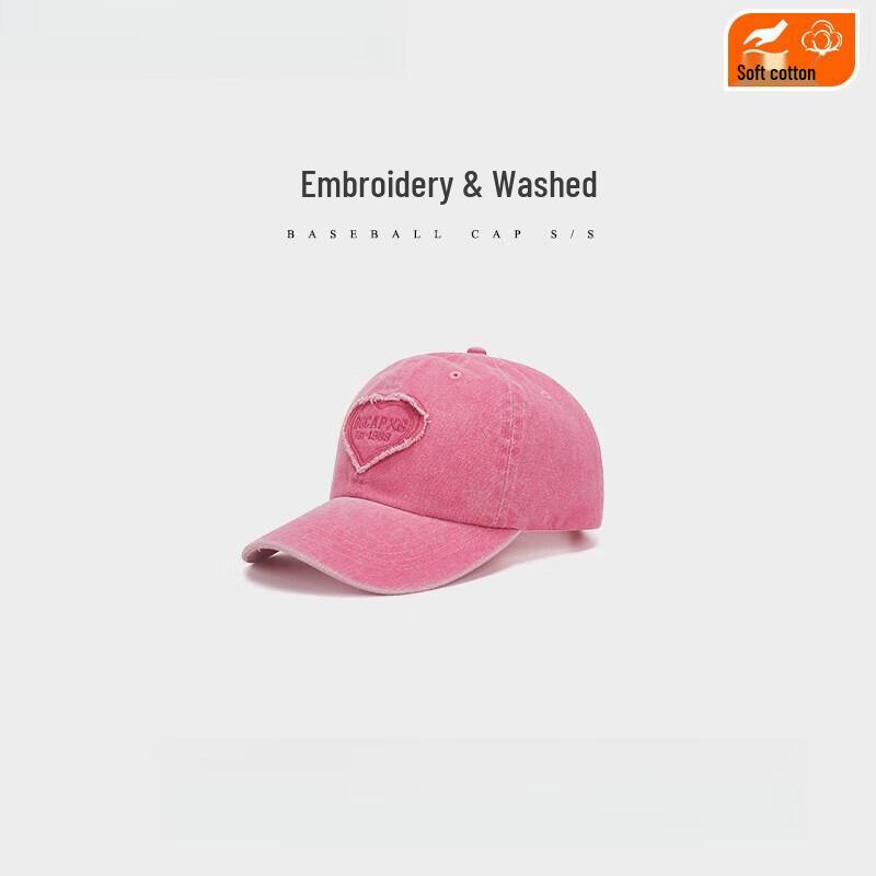 

Heart Patch Washed Denim Baseball Cap with Ponytail Opening Adjustable