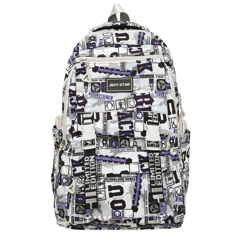 

Мужской рюкзак с буквенным принтом, большая вместимость, школьная сумка для студента, женский рюкзак фиолетовый