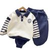 2025 Boys' Stylish Korean Polo Shirt & Pants Set: New Autumn Collection