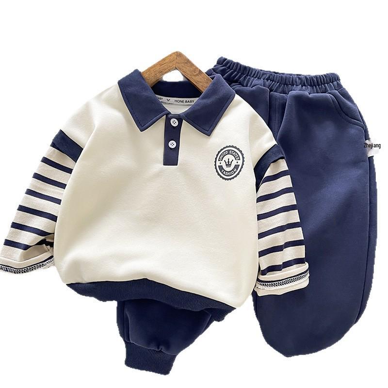 2025 Boys' Stylish Korean Polo Shirt & Pants Set: New Autumn Collection