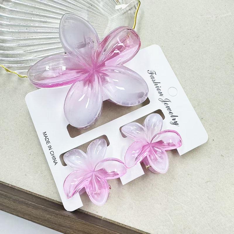 Sada skřipců do vlasů s frangipani: Květinové vlasové doplňky s imitací mramoru pro módní svátky