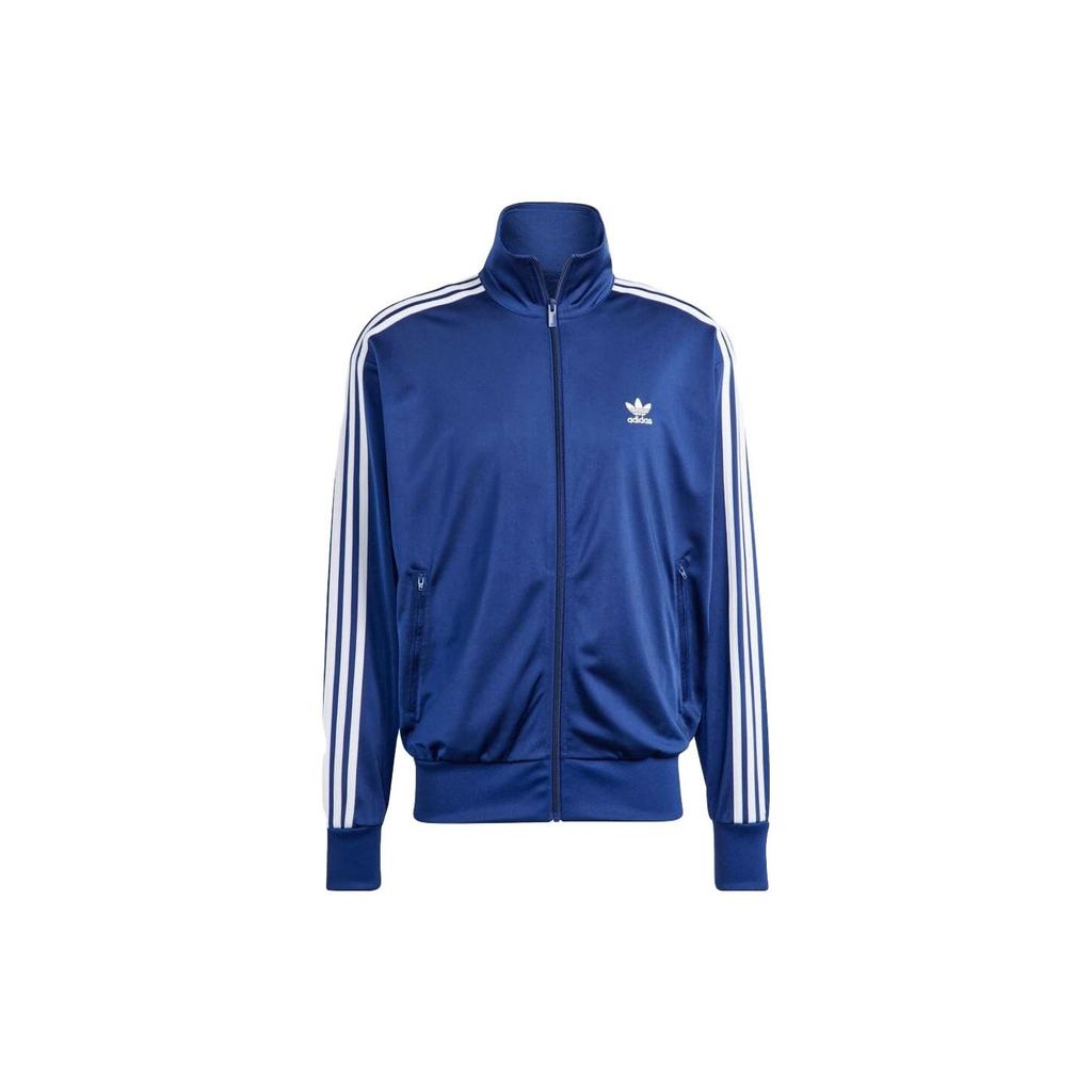 Adidas Originals Solid Color Stand Collar Striped Slim Fit Long Sleeve Jacket Men Jackets Navy IN4682
