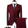 (Jacket + Vest + Pants) Men's Suit Three-piece Suit, New Solid Color Slim Boutique Business Fashion Men's Clothing Suit Set