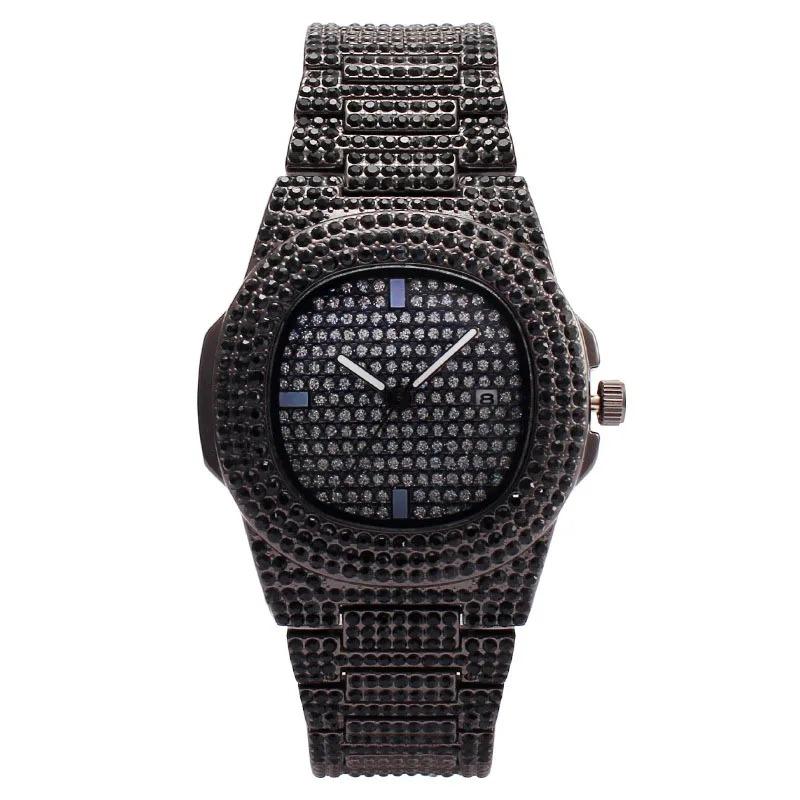 Montre Hip Hop Avec Strass Brillants Pour Homme Horloge De Luxe Cool Ceinture En Acier Glacé Design Sky Star