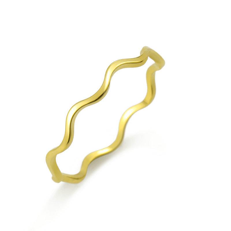 Minimalist High End Matte Circle Vacuum Gold Plated Non Tarnish Stackable Rings For Women Elegant Jewelry Set
