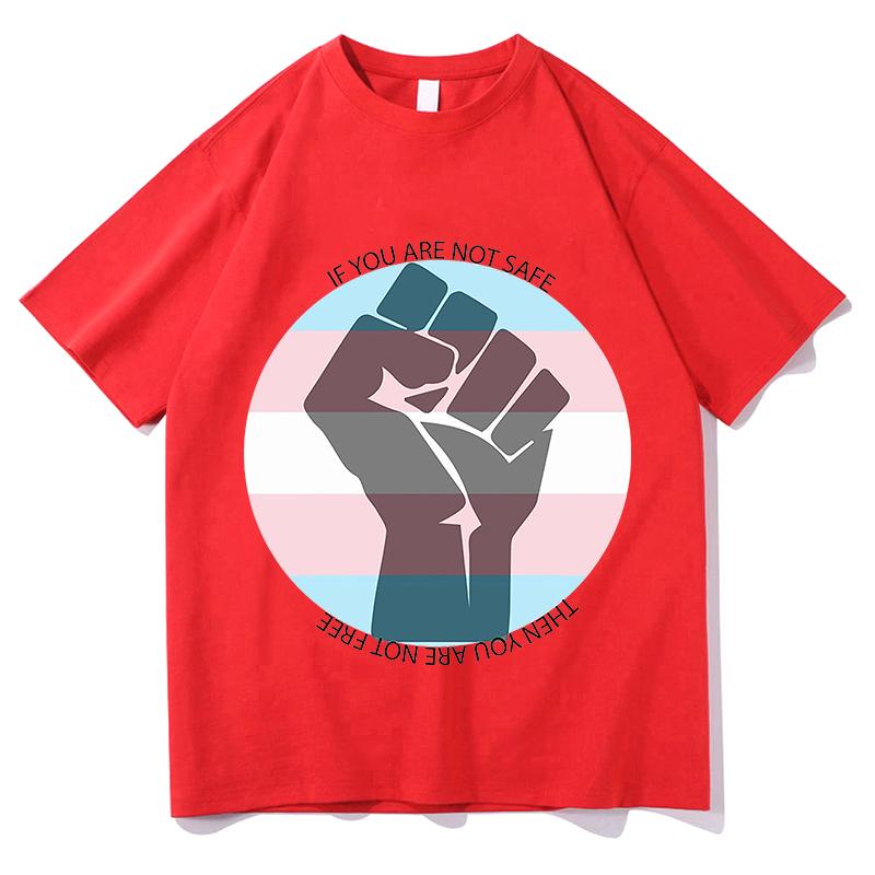 Trans Not Threat Graphic Tshirts 100Cotton unisex 2026 Summer New Short Sleeve Loose shirt Y2k Hip Hop Unisex Aesthetic Streetwear