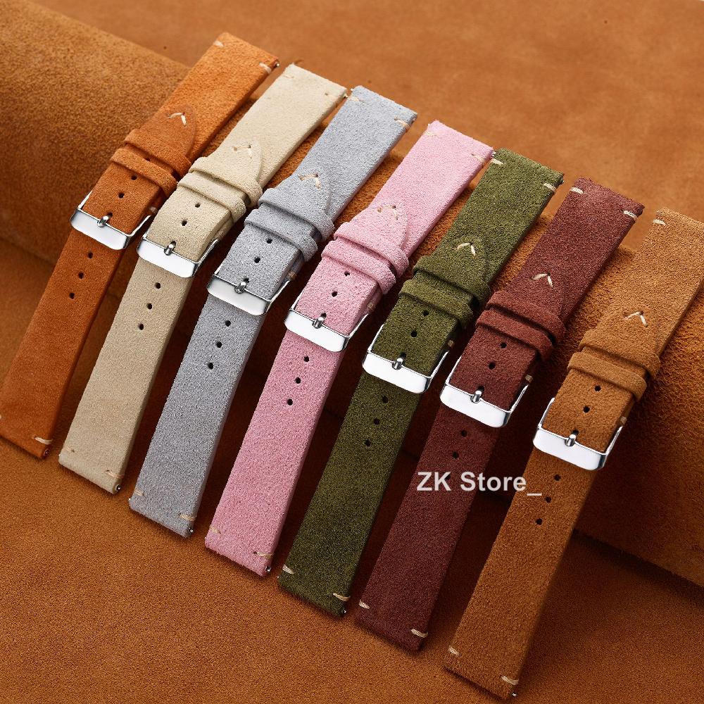 Vintage Wildleder Echtleder Uhrenarmbänder 14mm 16mm 18mm 20mm 22mm Armband Gürtel Schnellverschluss Uhrenarmband für Männer Frauen Armband