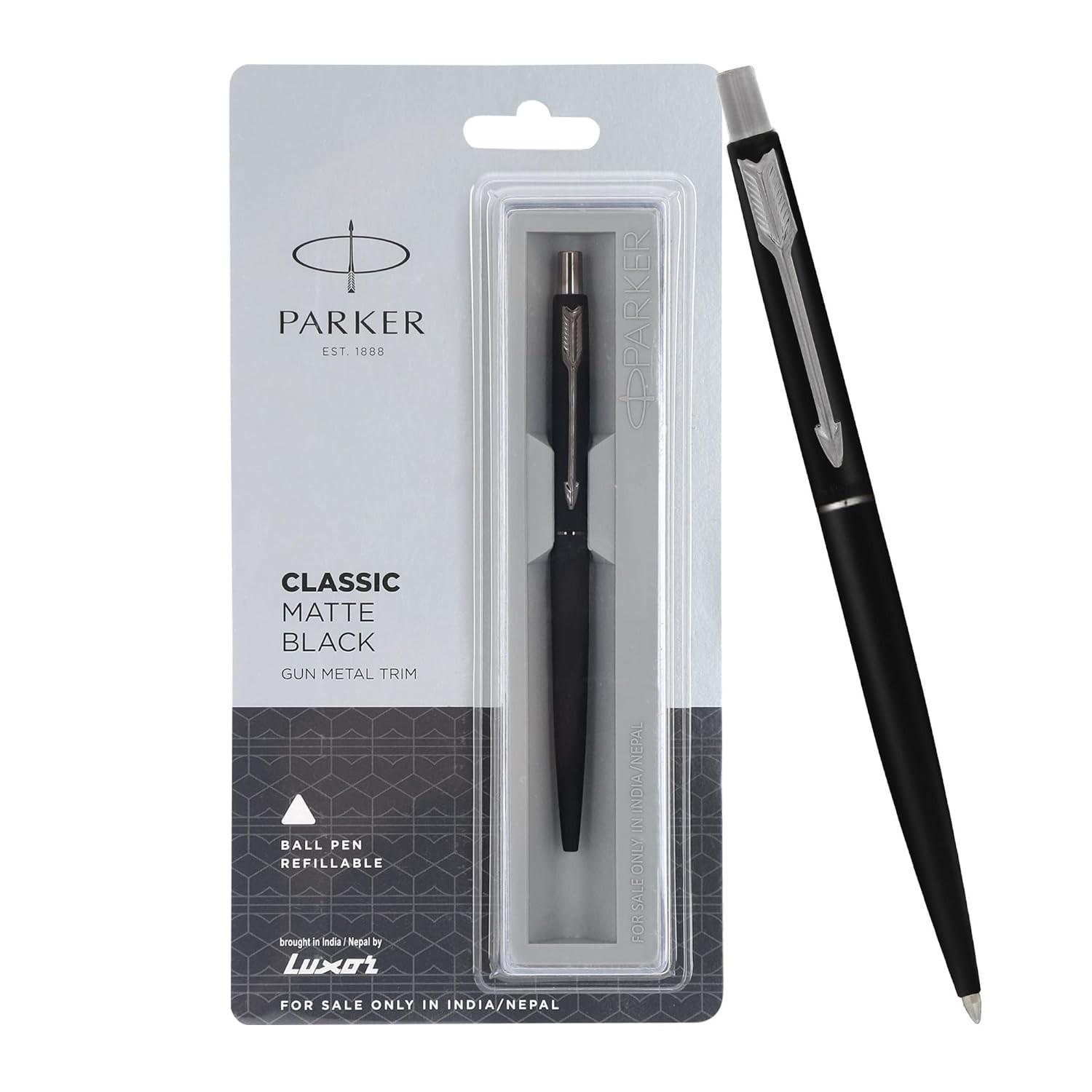 

@ Parker Classic Matte Black Bule Ball Pen For Student s & School 72Gm Zr-8033-60%Off