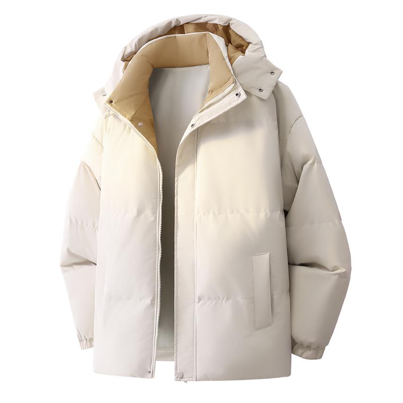 Detachable Hat with Plush Thick Cotton Jacket for Men, Winter Cotton Jacket for Men, Warm Cotton Jacket for Men, Hooded Jacket for Men