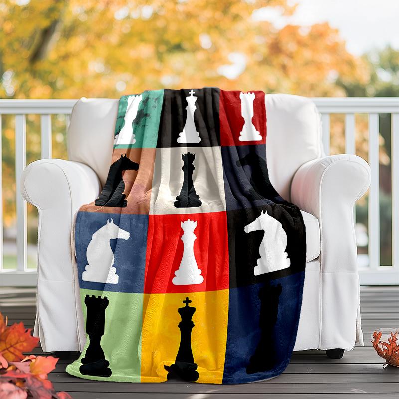 Chess Theme Printed Blanket - Perfect for Couch, Bed, Travel & Outdoor Use | Machine Washable, Cozy & Durable.