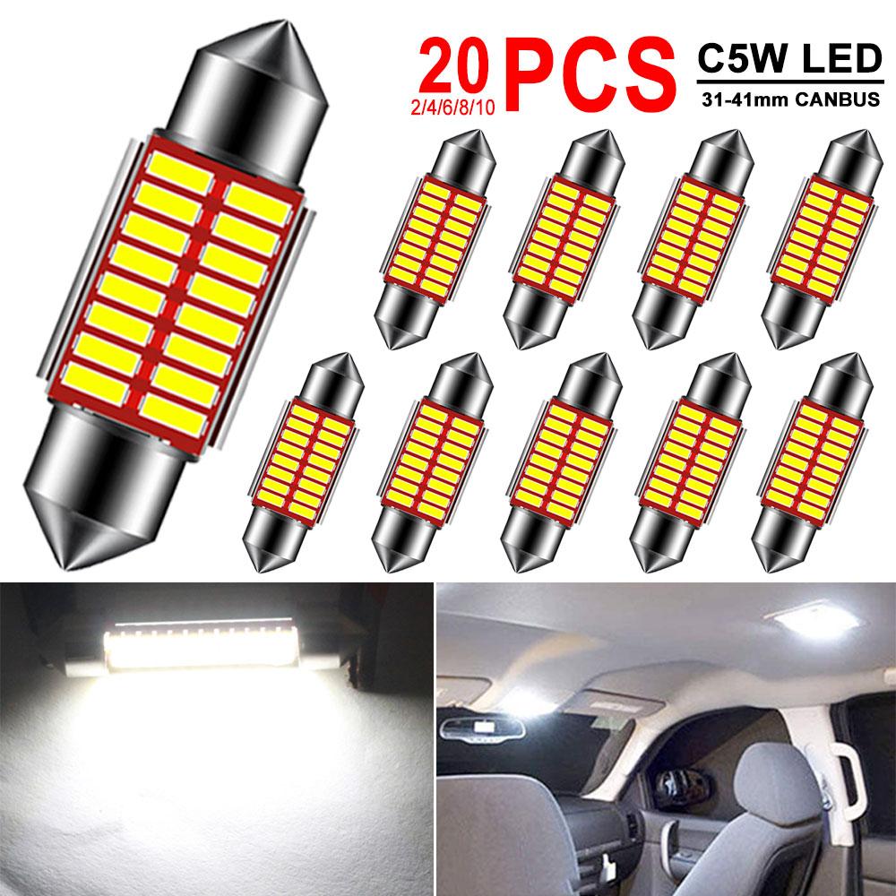 2/4/10/20 PCS C10W C5W LED Bulbs CANBUS Festoon 31/36/39/41MM 12V 6500K White 200LM Car Interior Dome Trunk Linse Plate Lights