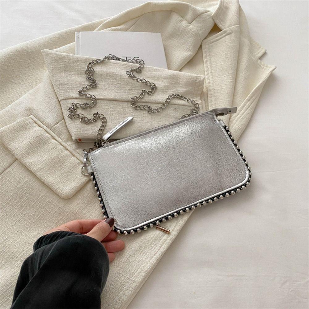 

Korean Style Vintage Shoulder Bag Pu Leather Luxury Handbag Elegant Underarm Tote Bag Female серебряный