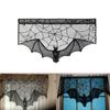 Intricate Black Lace Spider Web Bat Decor For Halloween Fireplace Mantle