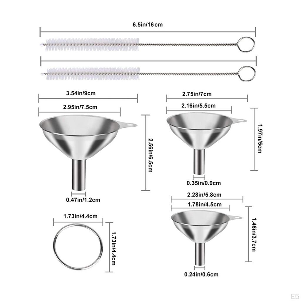 3 Piece Kitchen Funnel Set with Handles, Filling Bottles, Funnels for Transferring Ingredients,