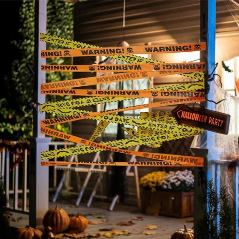 Halloween Isolation Warning Tape Yellow Danger Warning Safety Sign Line Outdoor Yard Decoration Props Halloween Decoration