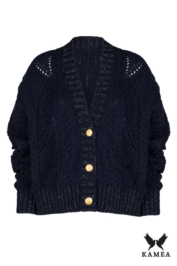 Karmen Cardigan Navy Blue-Lux