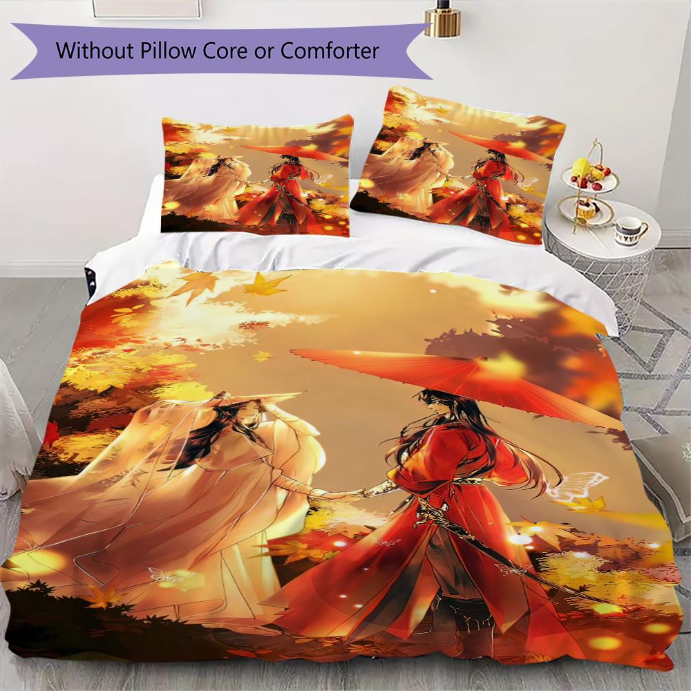 1PC Heaven Official's Blessing Bedding Quilt Set Quilt Cover Pillowcase Home Decoration  Gift (1 * duvet cover + 2 * pillowcase, without core)A2