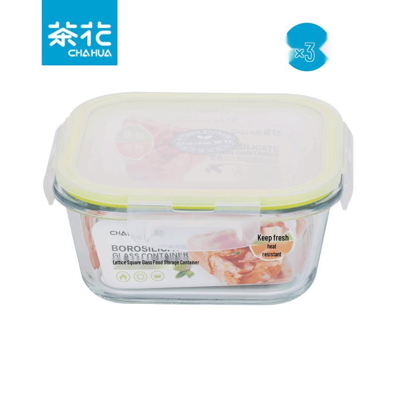 Chahua Квадратный стеклянный контейнер для хранения продуктов 750 мл 3 шт.