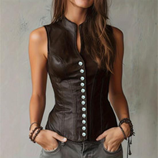Camicia Retro a Manica Lunga Donna 2025 con Taschino e Design a Revers