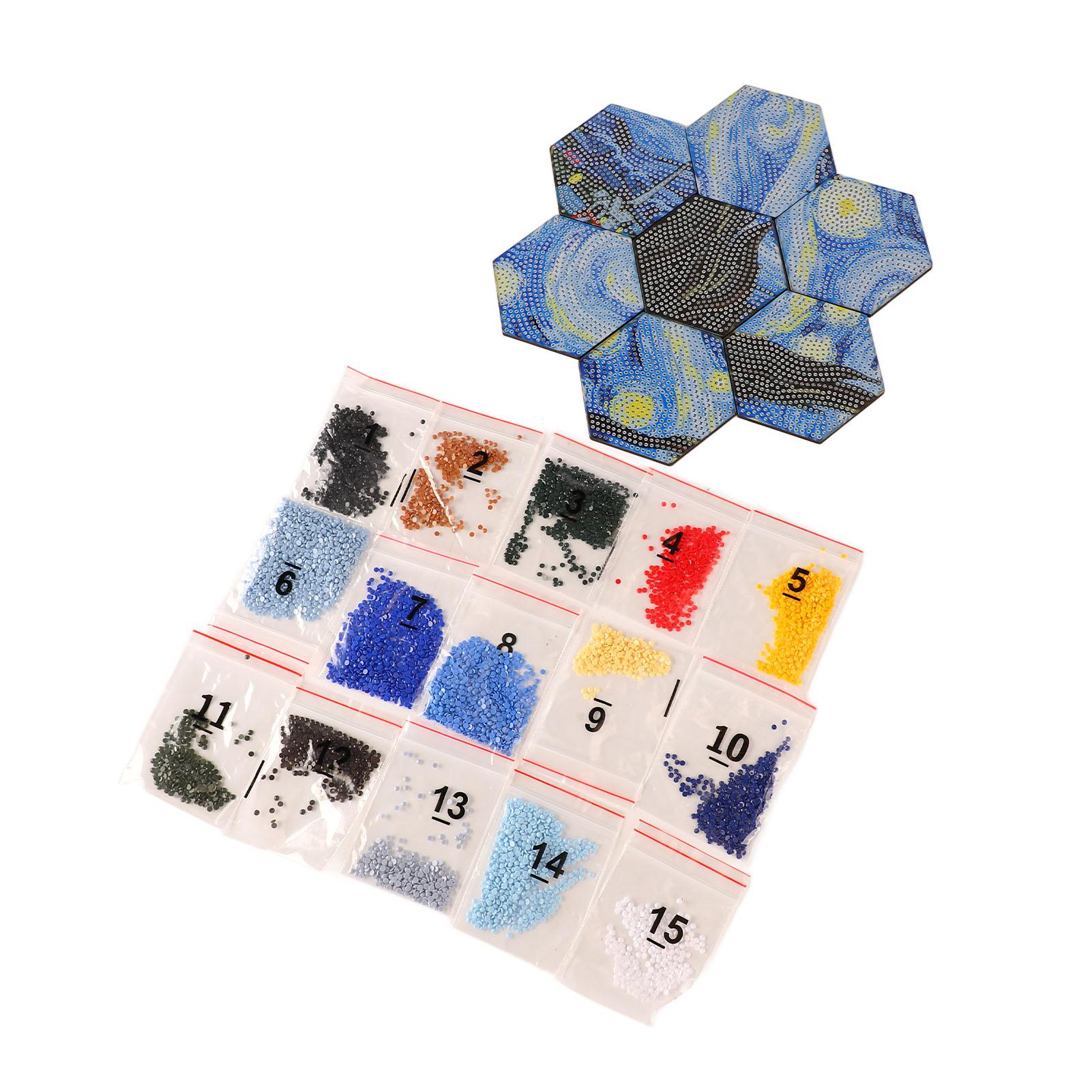 

7pcs Rhinestone Painting Coasters Kit DIY Handcraft Clear Symbols Coaster Rhinestone Kit for Kids