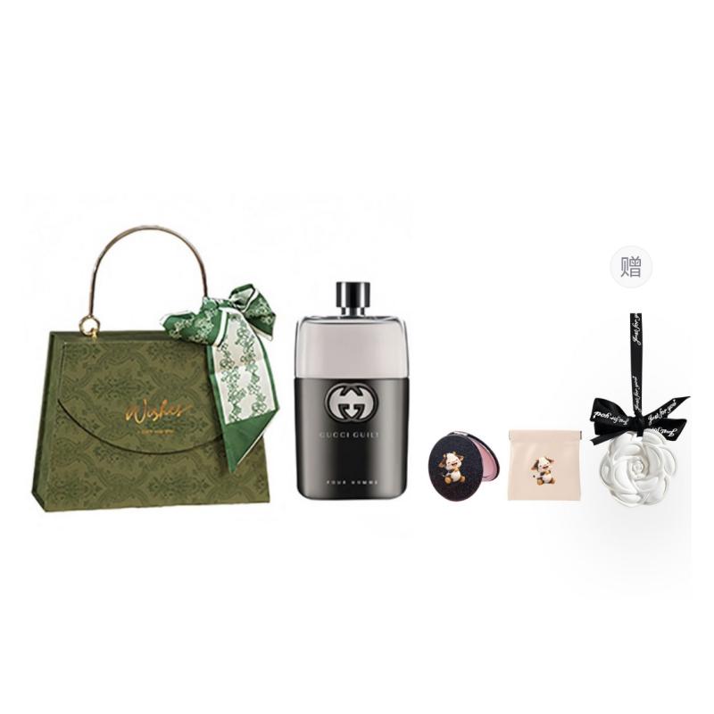 Gucci men s perfume set Guilty Love Eau de Toilette Gift Box Woody Tone Eau de Toilette EDT Guilty Love Men s Eau de Parfum 90ML Luxury Four-piece Set коричневый