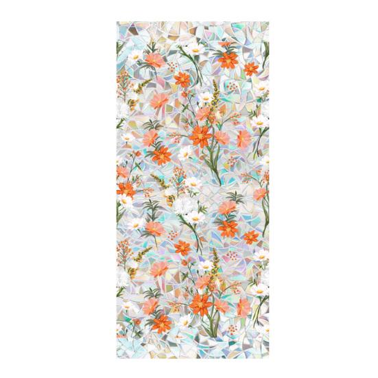 Rainbow Window Privacy Film Waterproof Static Cling Non-Adhesive Flower Pattern Sticker for Home Glass Windows Bedroom Living Room Decor