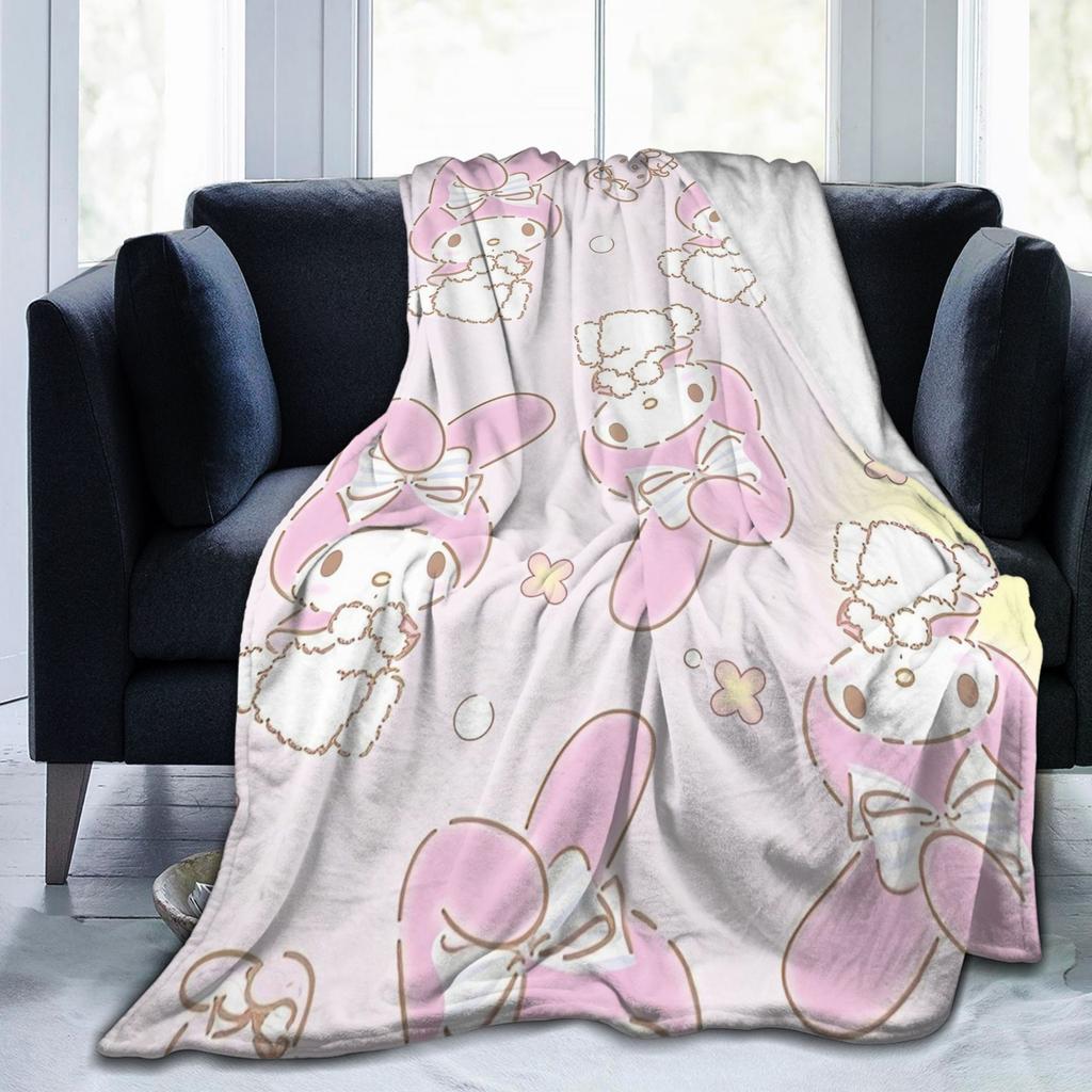 Kawaii My Melody Blanket Flannel Spring/Autumn Anime Multifunction Warm Throw Blanket for Sofa Car Rug Piece