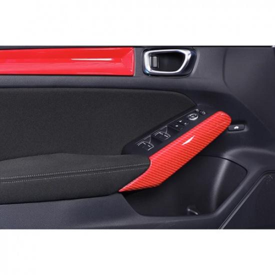Interior Door Armrest Panel Strip Trim For Honda Civic 22- Red Carbon Fiber