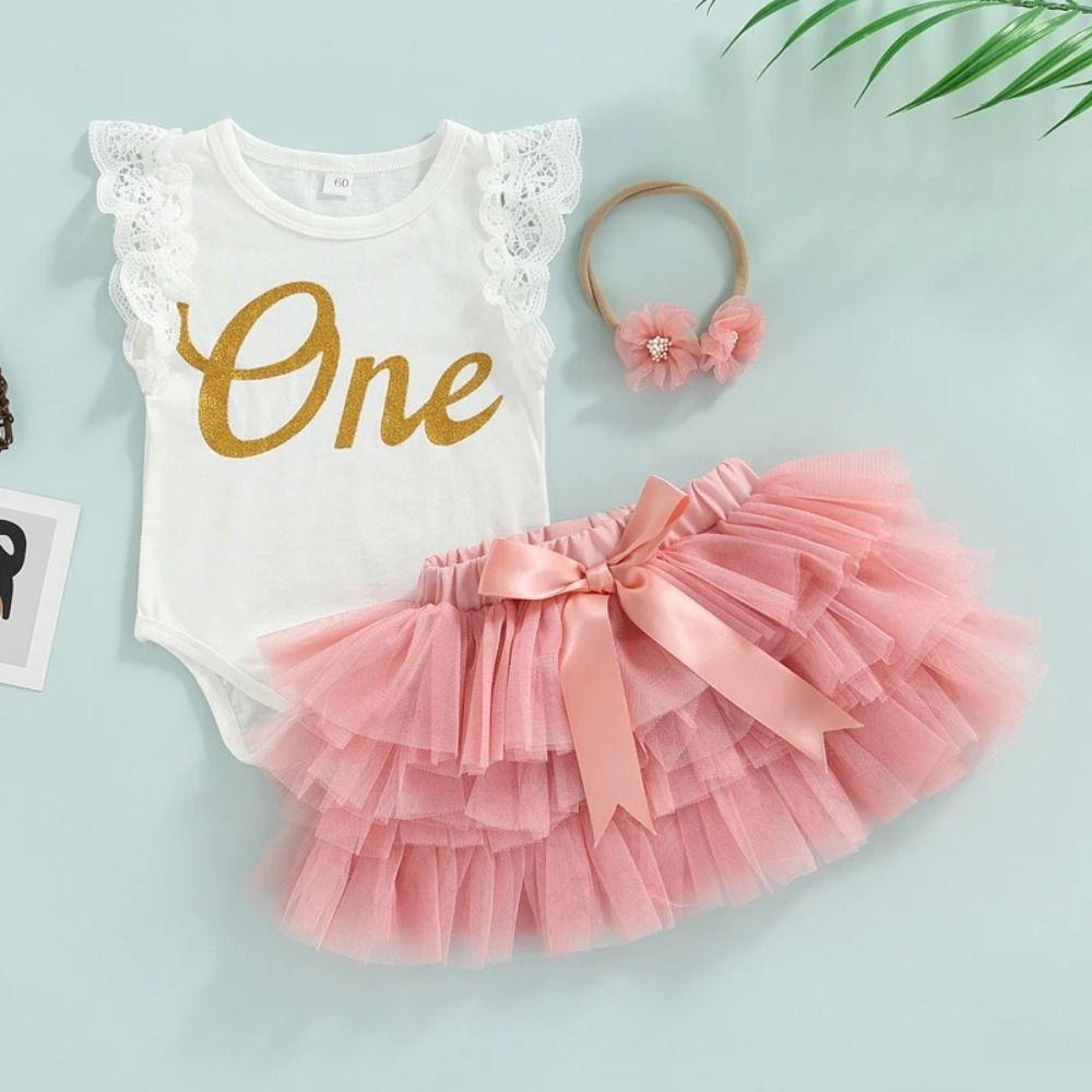 

Cotton Birthday Outfit Pink Baby Dress Trendy Tutu Skirt Set