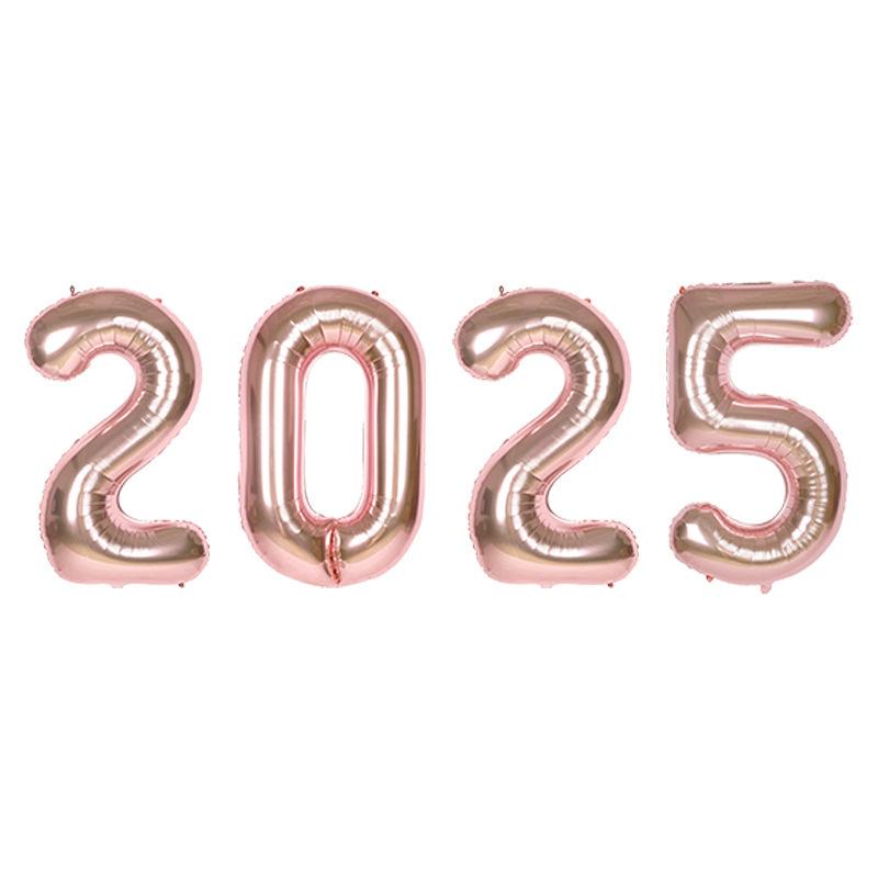 Digital Balloon 2025 Aluminum Film Set New Year'S Decoration Arrangement 16 Inches 32 Inches 40 Inches Digital Combination Independent Packaging