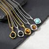 Casual Men's Pendant Necklace,Stainless Steel Turquoise Natural Stone Healing Necklace,Gift for Husband Dad Son BBF