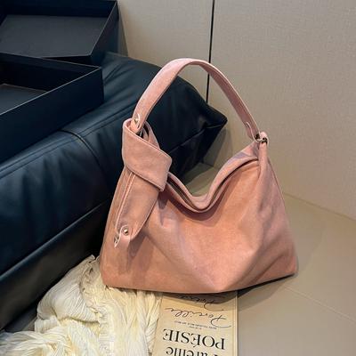 Retro Style Suede Tote Bag Women'S Winter Commuting Large Capacity Simple Temperament Women'S Shoulder Bag