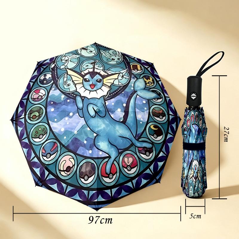 Pokemon Glass 8 Ribs 3Fold Black Glue Uv Protection Umbrella Sun Protection Rainproof Compact Folding Umbrella For Travel Daily Use C923302