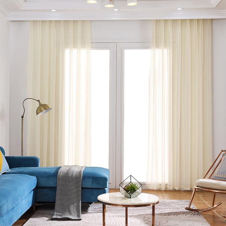 Cortinas de Janela de Chiffon Transparente de Cor Sólida para Sala de Estar e Quarto