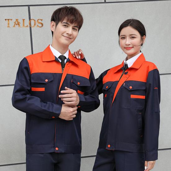 Workwear Suit for Men Women Wear-resistant Worker Clothing Lapel Collar Zipper Long Sleeve Top Pants Work Uniform Set for Repairman Workmen