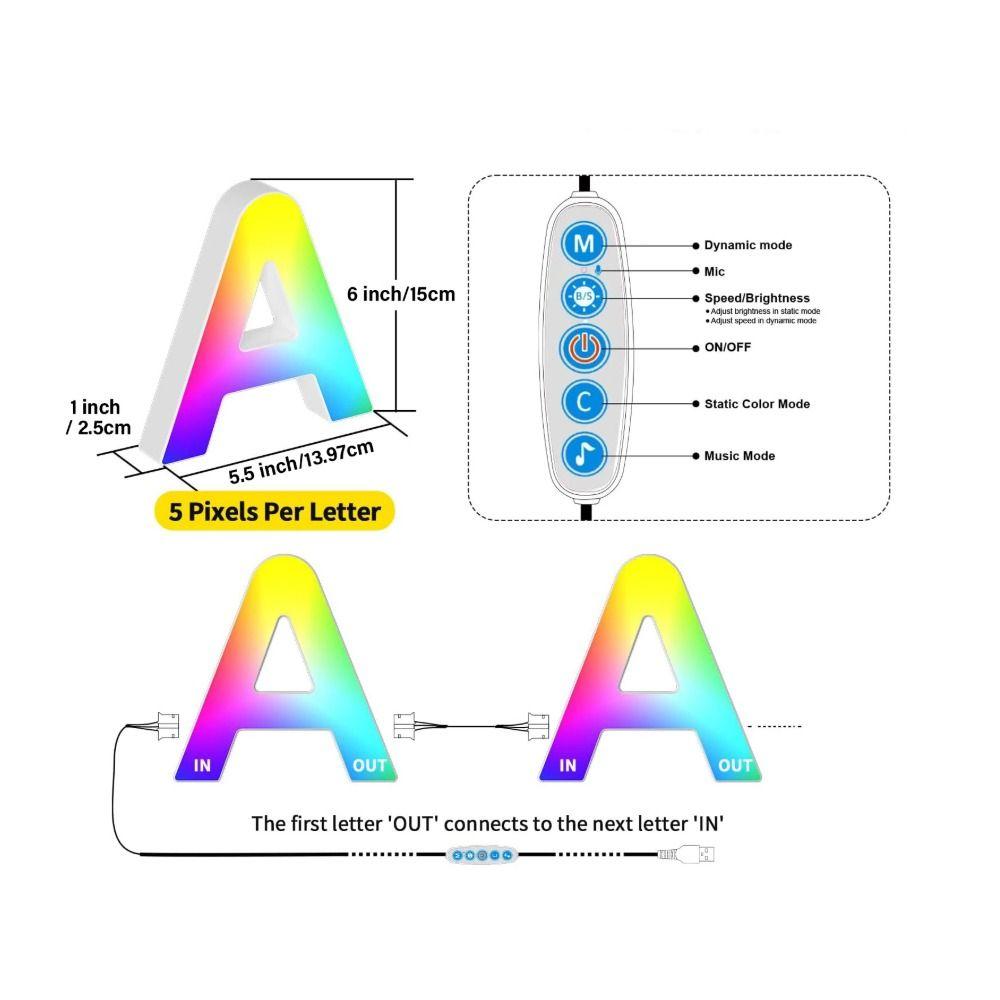 Name Letter Alphabet Light Smart Number Lamp MeRGBW App LED Letters Light Game