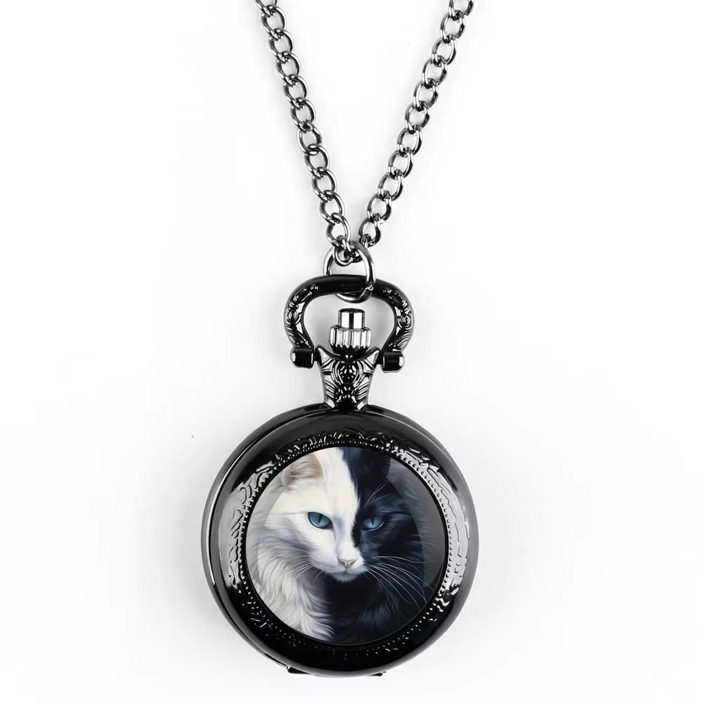 Vintage Retro negru alb chinezesc Yinyang cuarț Unisex bărbați femei ceas de buzunar cuarț colier pandantiv ceas lanț casual clasic cadran bijuterii cadou