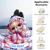 1PC Custom Name Pink Teddy Bear Dreams Flannel blankets Patterns Throw Blanket All-Season Soft Gift for Couch, Bed, Camping gifts