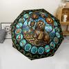Dog Lion Glass pattern umbrella, portable and foldable design, 8 ribs, a casual accessory for Halloween, Christmas, and birthday gifts.