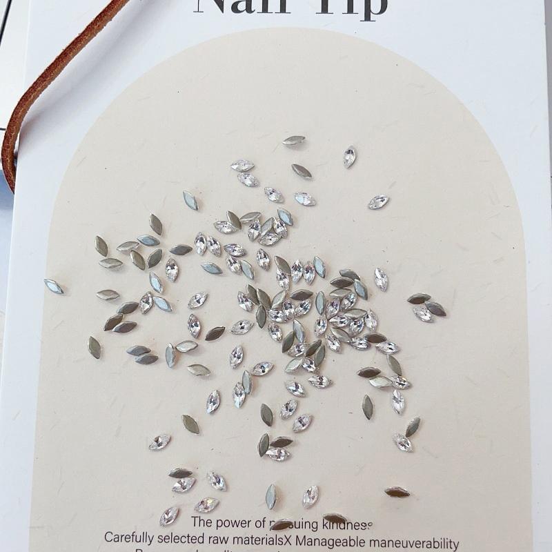 50Pcs Mini Size 3D Zircon Marquise Shape Nail Art Charms Gem Stones Accessories Nail Decorations Supplies Materials